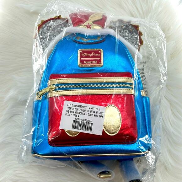 Loungefly Blue and Red Backpack with Gold Accents - Picture 2 of 7